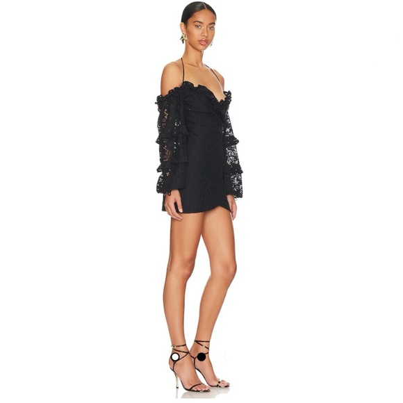 Tularosa Revolve Black Lace Lindsey Ruffle Mini Dress - Picture 4 of 17